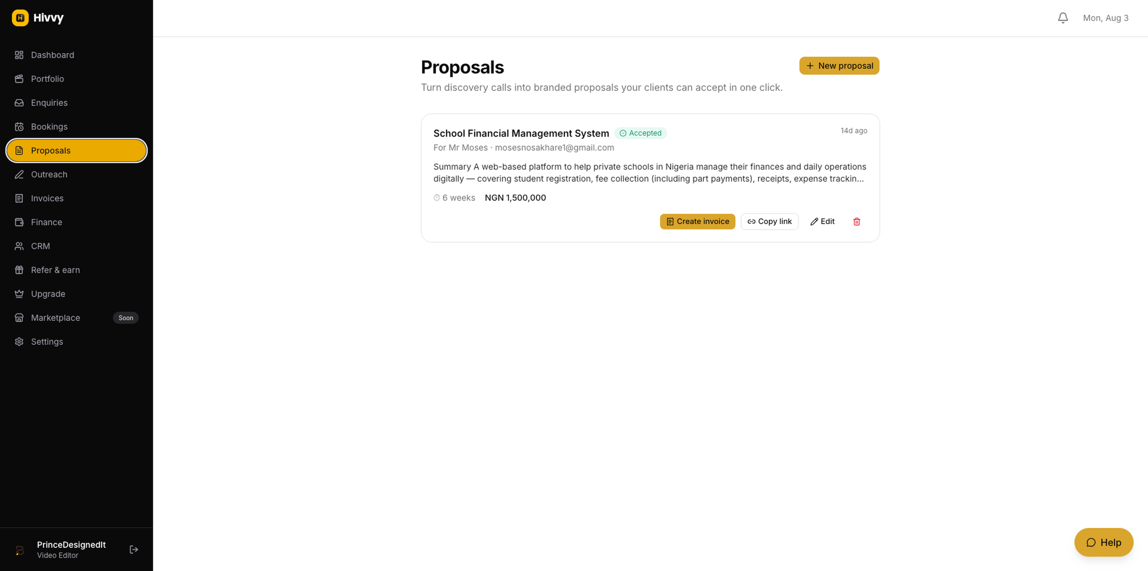 Hivvy — Proposals